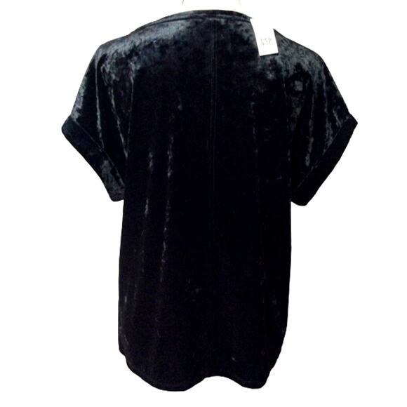 Gap Women's Crushed Velvet Velour Top Shirt Whimsigoth Black Medium Tall New - Picture 2 of 13